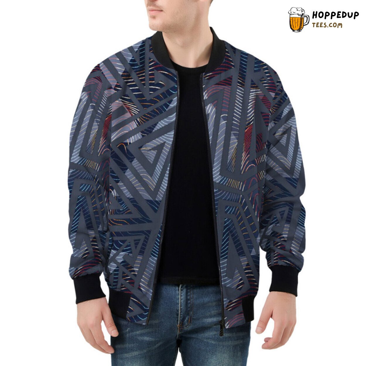 Urban Labyrinth Representing Modern Geometric Maze Bomber Jacket
