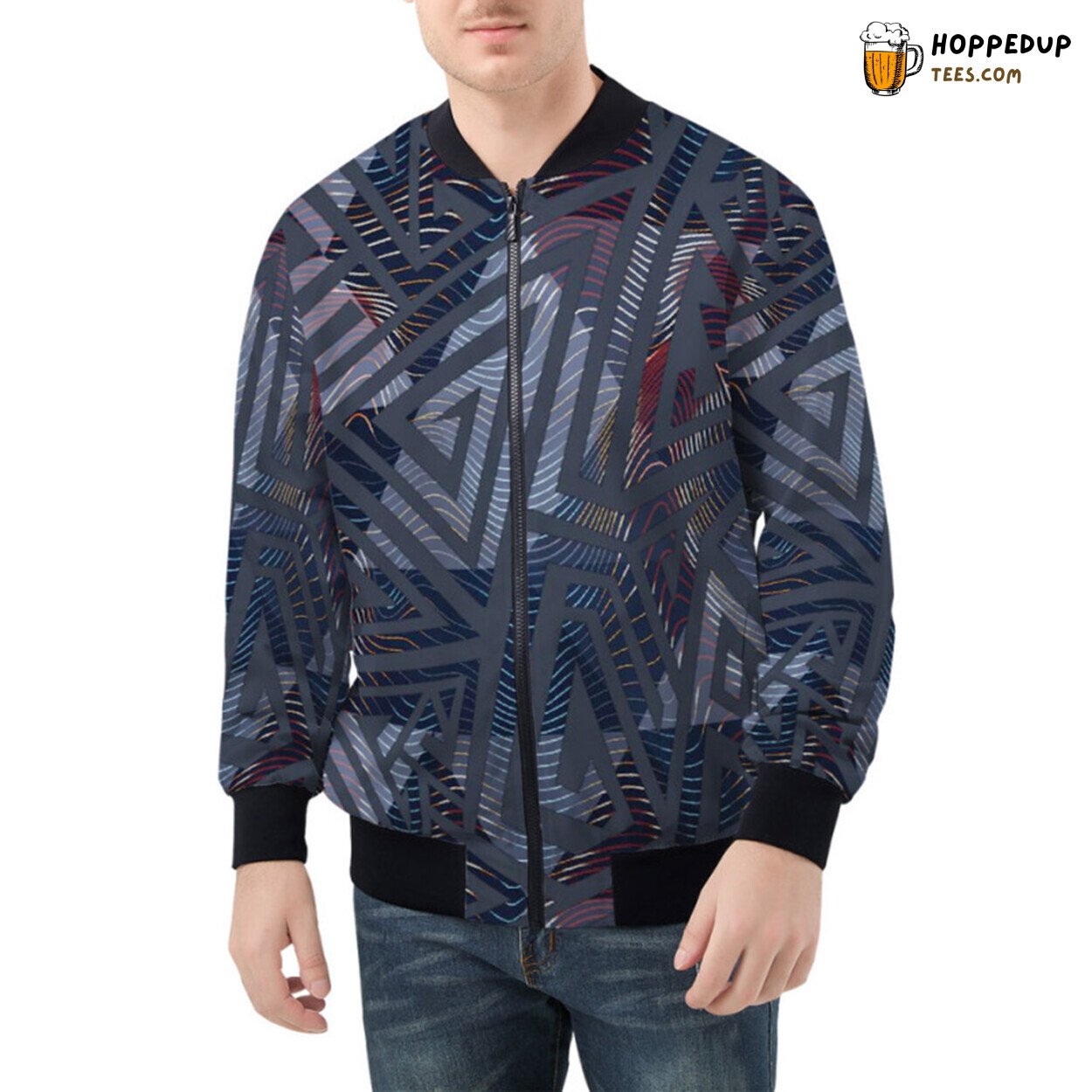 Urban Labyrinth Representing Modern Geometric Maze Bomber Jacket