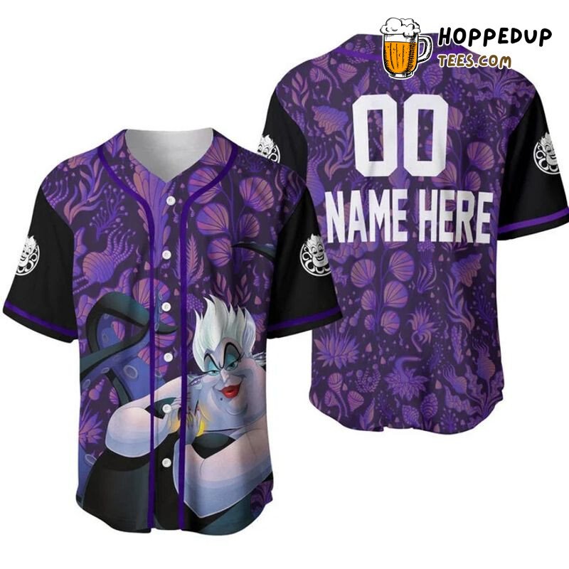 Ursula Little Mermaid Dark Purple Personalized Baseball Jersey