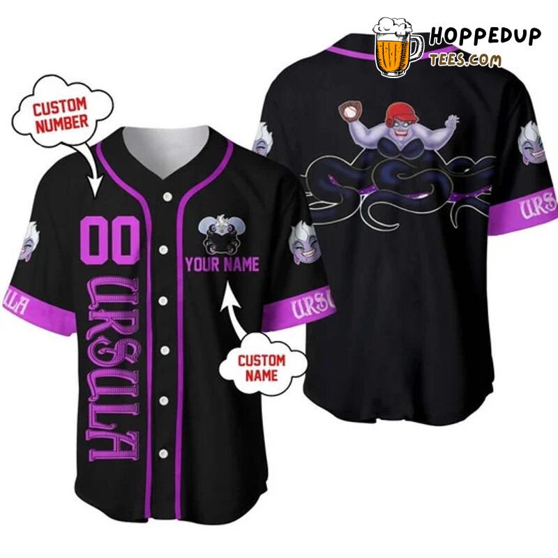Ursula Little Mermaid Villain Black Personalized Baseball Jersey