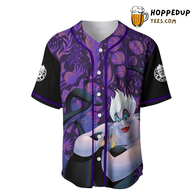 Ursula Pattern The Little Mermaid All Over Print Baseball Jersey Dark Purple Unisex Jersey Shirt