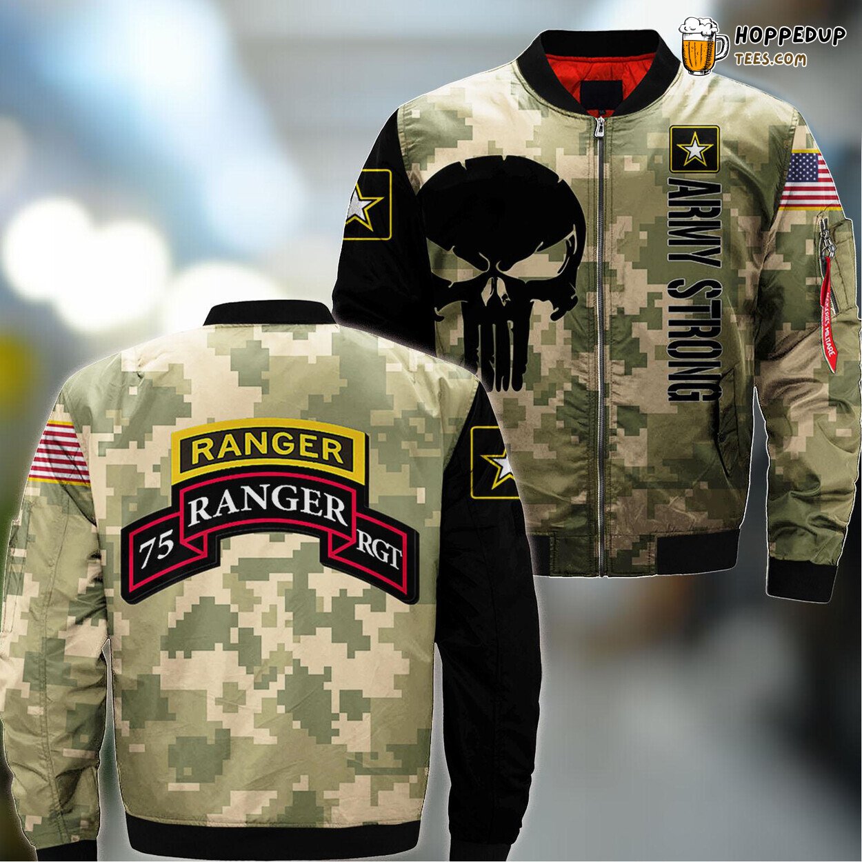 Us Army Human Resources Ranger Scroll Tab Classic Design Bomber Jacket