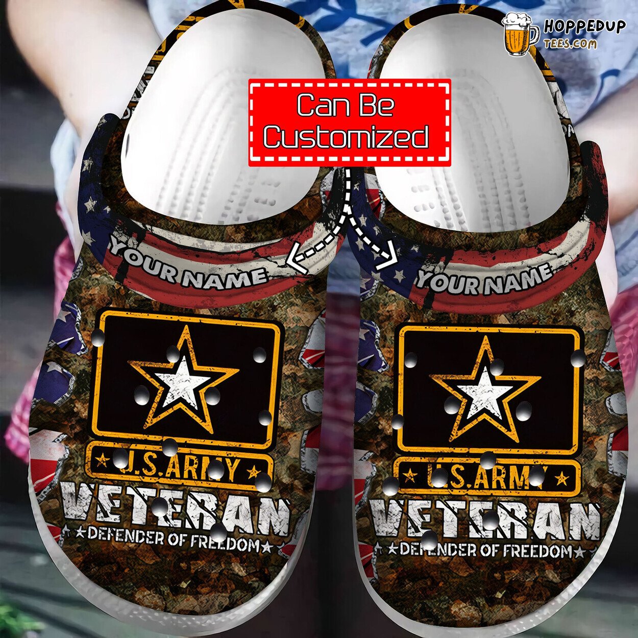 US Army Veteran Defender of Freedom Personalized Comfortable Clogs