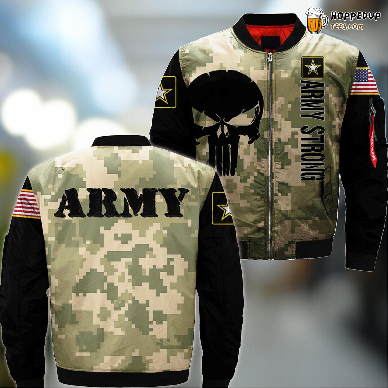 US Army Vintage Ranks In Order Classic Military Bomber Jacket
