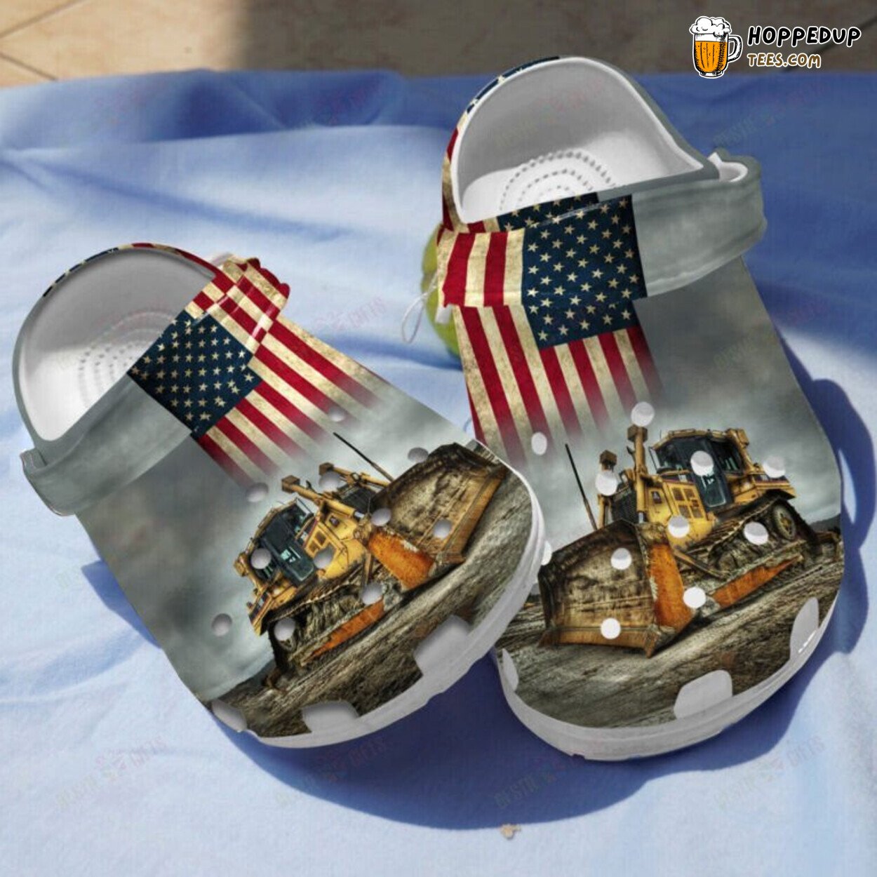 US Bulldozer 4th July Patriotic Themed Comfortable Clogs Shoes