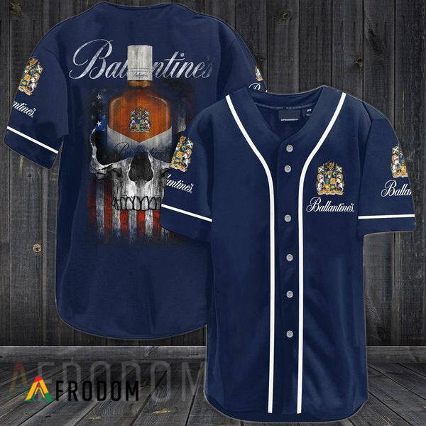 Us Flag Black Skull Ballantine Baseball Jersey HU Us Flag Black Skull Ballantine Baseball Jersey HU