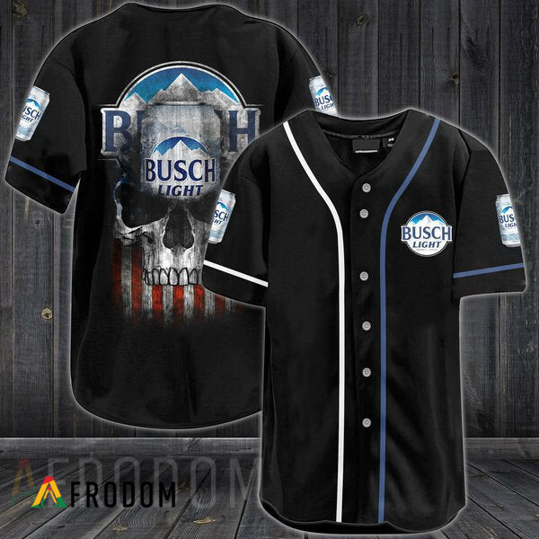 Us Flag Black Skull Busch Light Baseball Jersey HU Us Flag Black Skull Busch Light Baseball Jersey HU