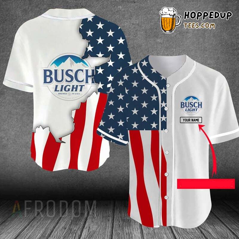 US Flag Busch Light Inspired Baseball Jersey Personalized Design Edition