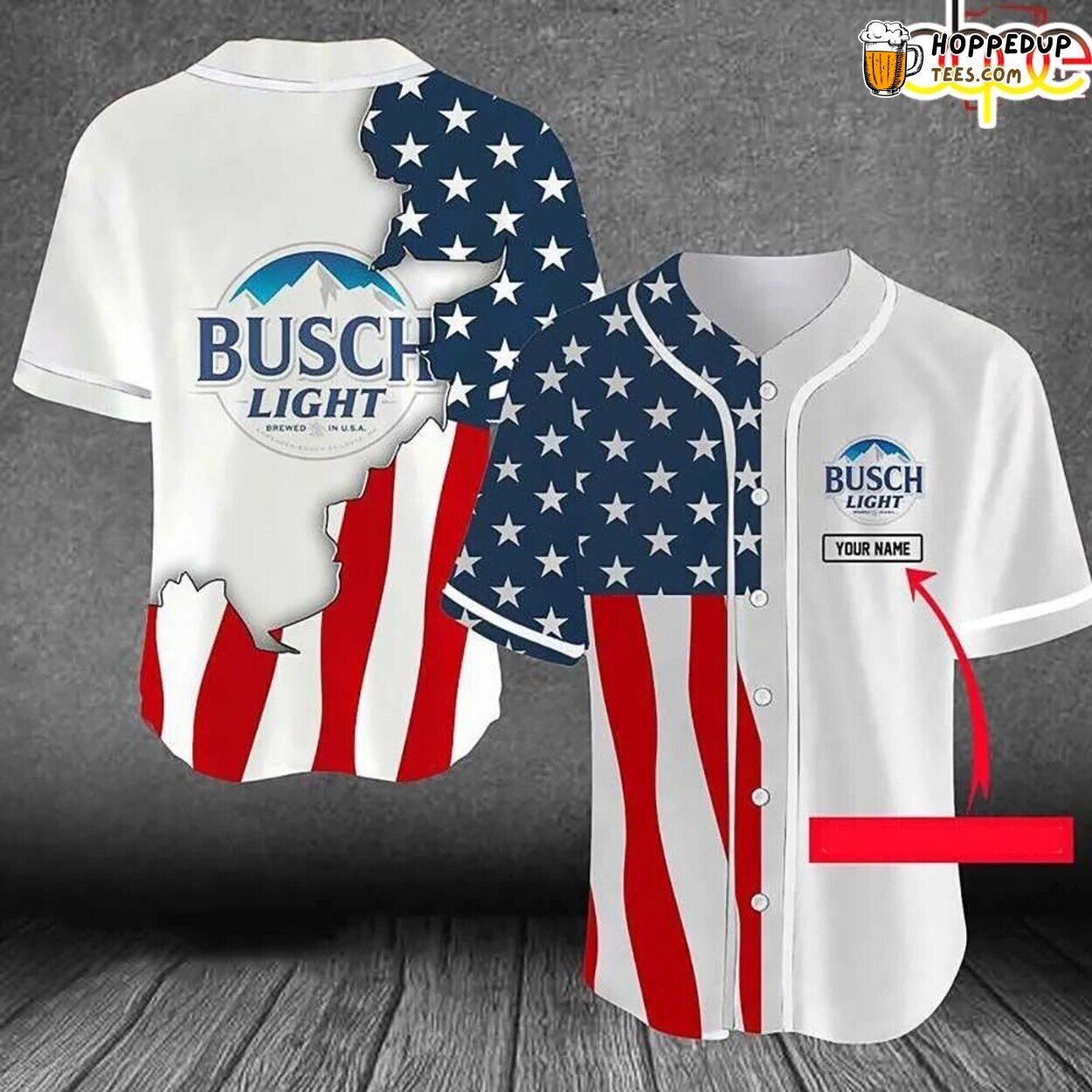 US Flag Busch Light Personalized 3D Print Design Baseball Jersey