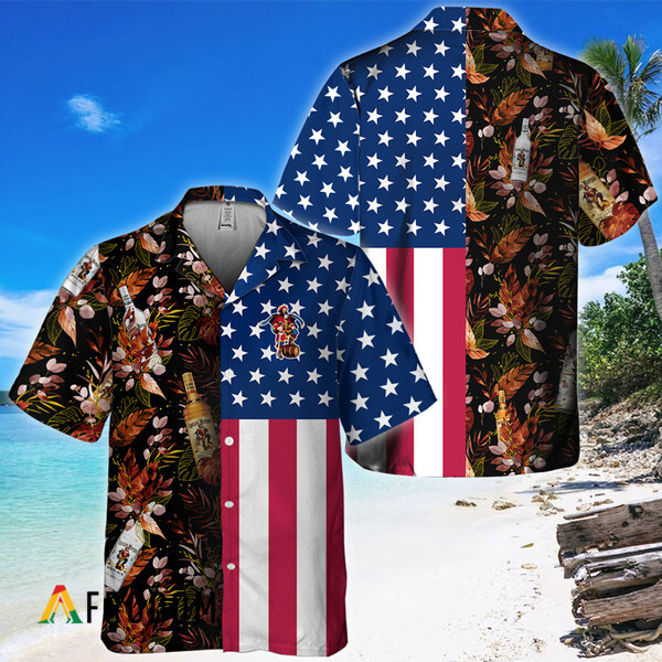 Us Flag Captain Morgan Tropical Flowers Hawaiian Shirt HU