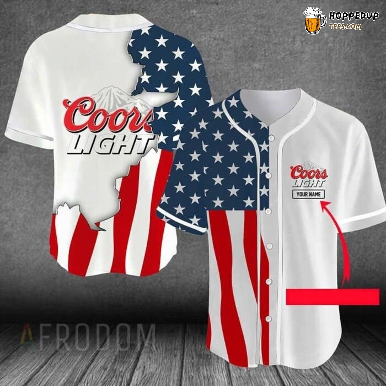 US Flag Coors Light Beer Personalized Baseball Jersey Patriotic