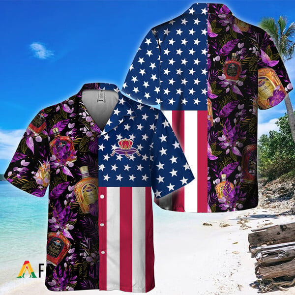 Us Flag Crown Royal Tropical Flowers Hawaiian Shirt HU