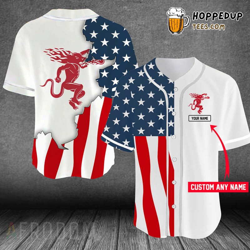 US Flag Fireball Inspired Baseball Jersey Personalized Unique Design Style