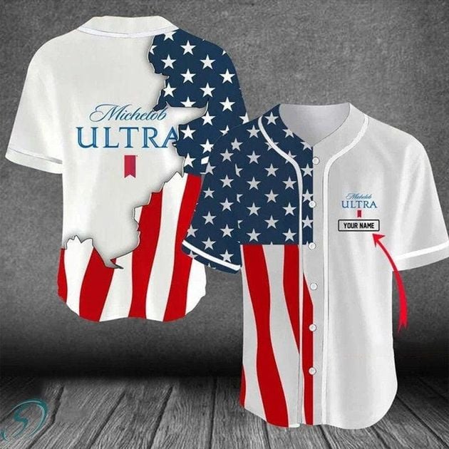 US Flag Michelob Ultra Baseball Jersey for Beer and Vodka Lovers HU