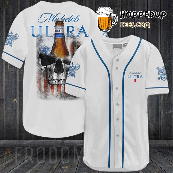 US Flag Michelob ULTRA Black Skull Baseball Jersey Distinctive Design Look