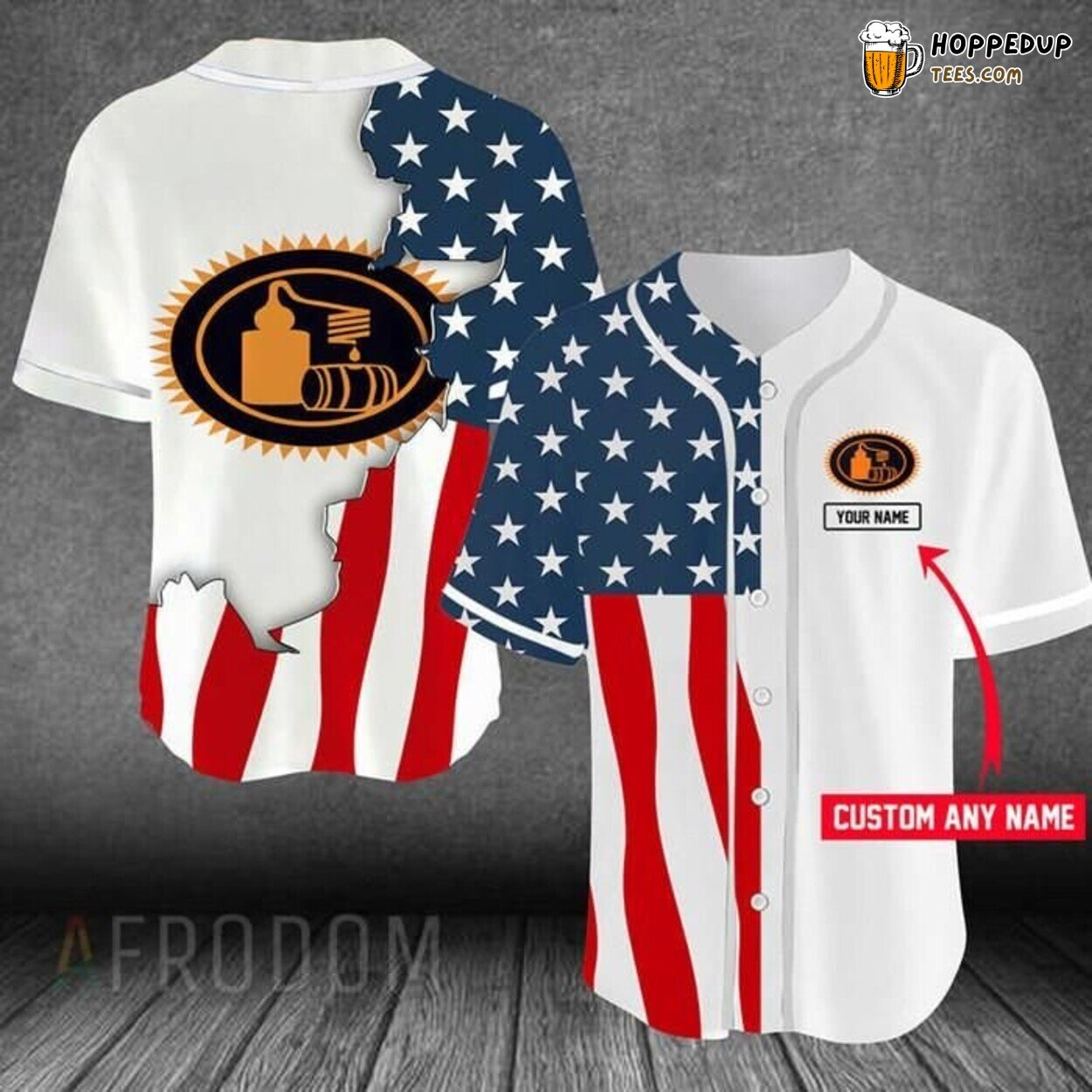 US Flag Tito’s Vodka Personalized Baseball Jersey Patriotic Pour