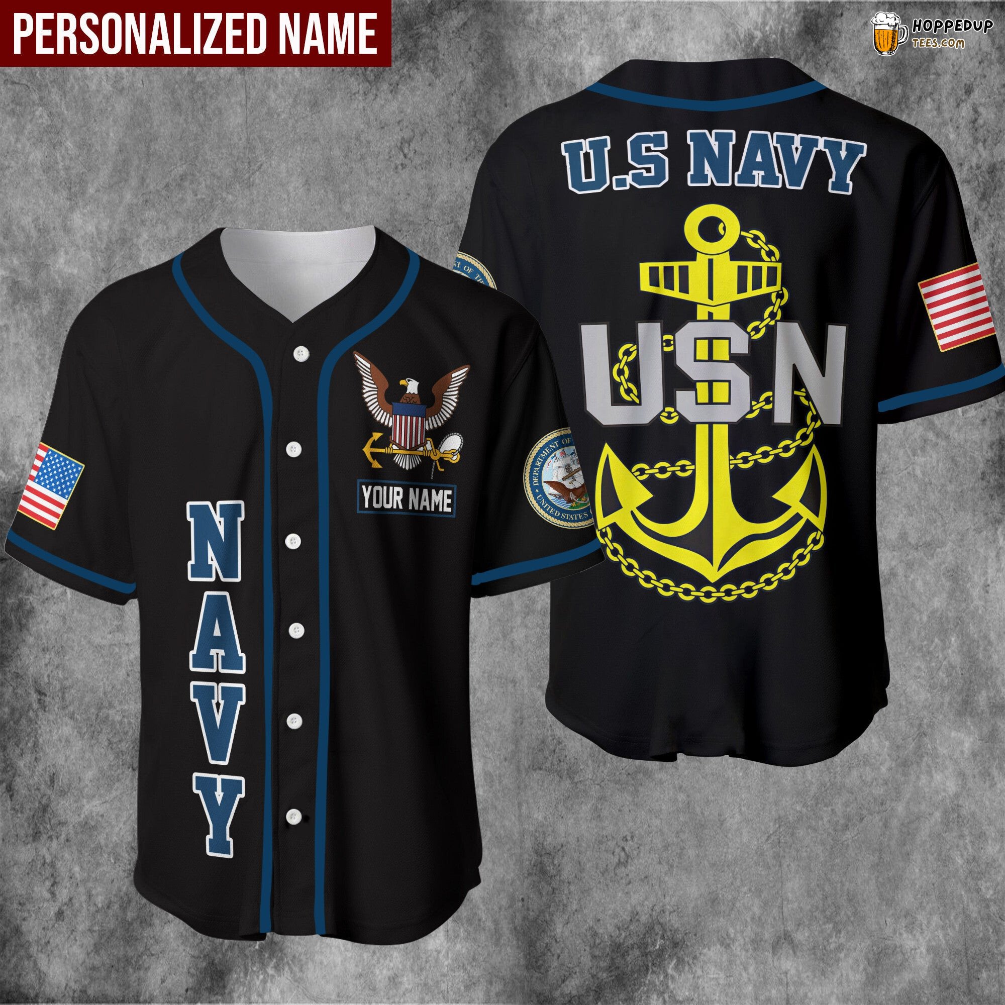 US Navy Eagle Theme Baseball Jersey Unique Personalized Distinctive Style
