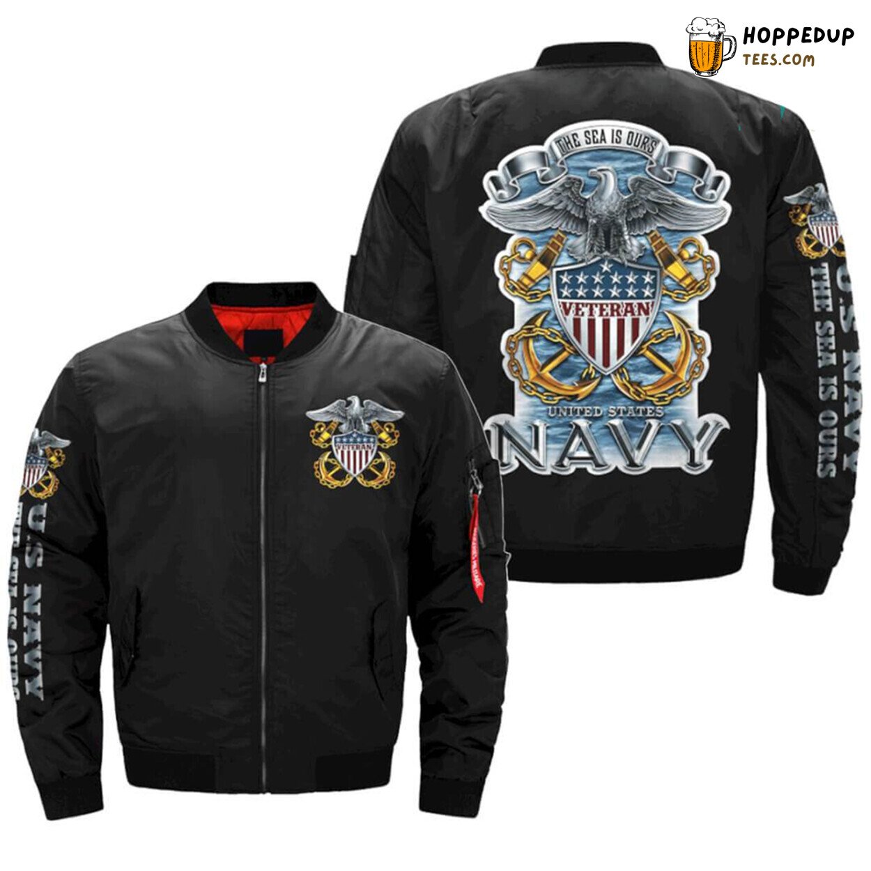 US Navy Veteran Claiming The Sea Unique Overprint Bomber Jacket Design