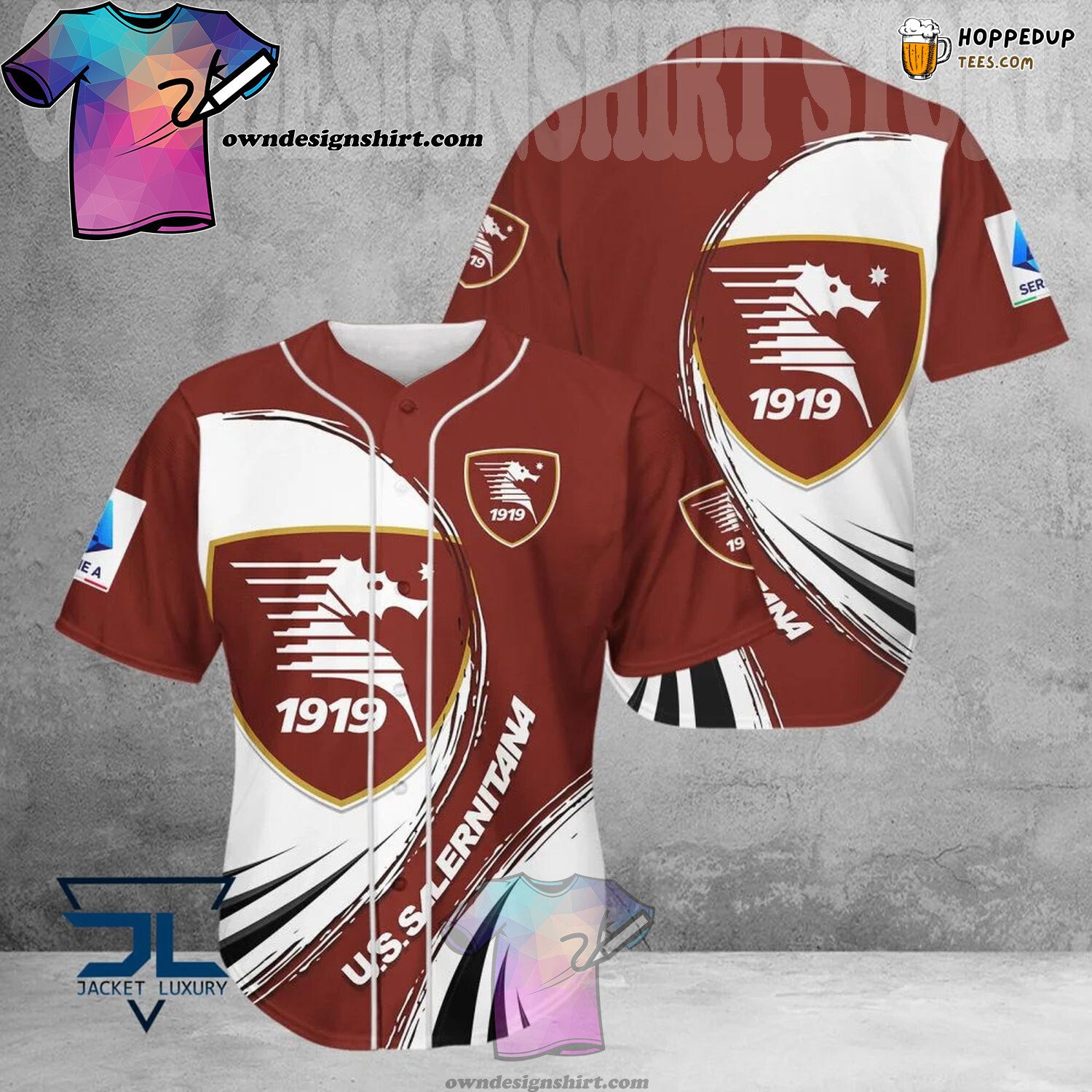 US Salernitana White Brown Baseball Jersey Unisex Shirt