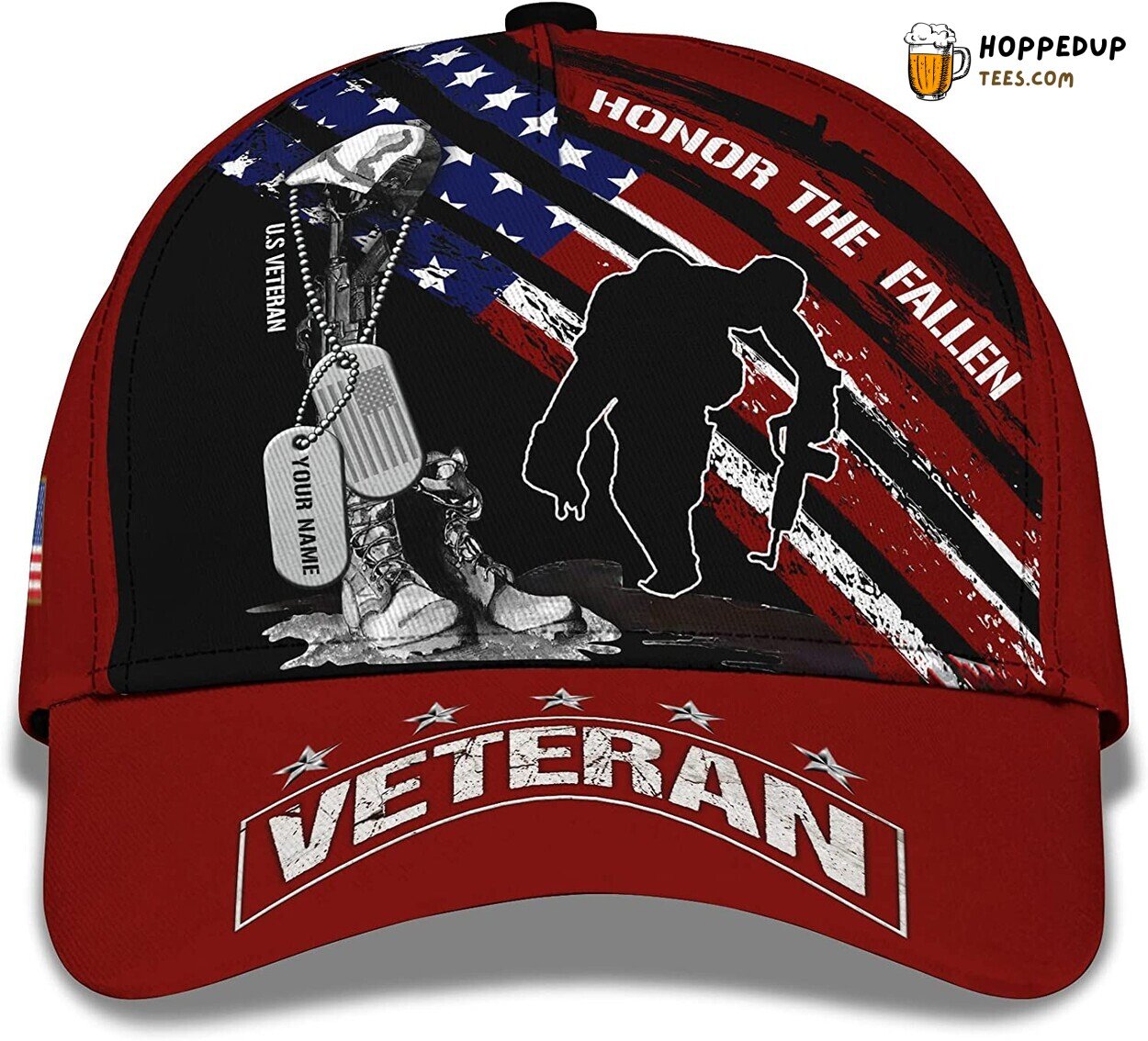 US Veteran Honor The Fallen 3D Snapback Cap Soldiers Boots Military Gift