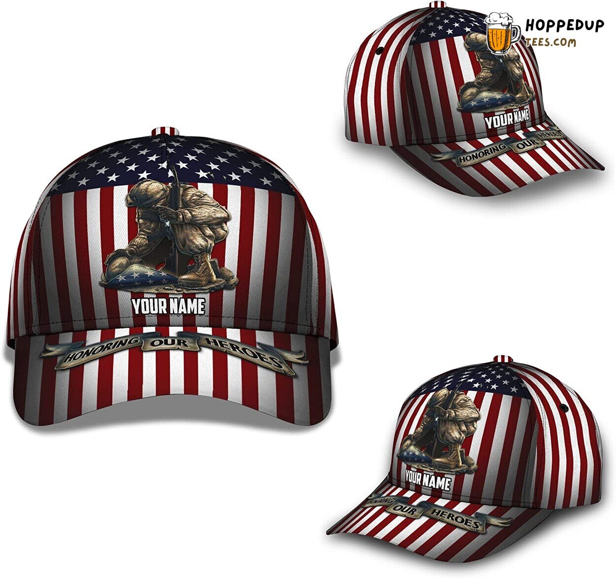 US Veteran Honoring Our Heroes Men’s Personalized Adjustable Cap Unique Design