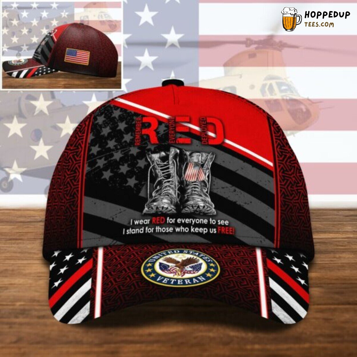 US VETERAN I Wear Red For Everyone Unique Personalized Gift Cap