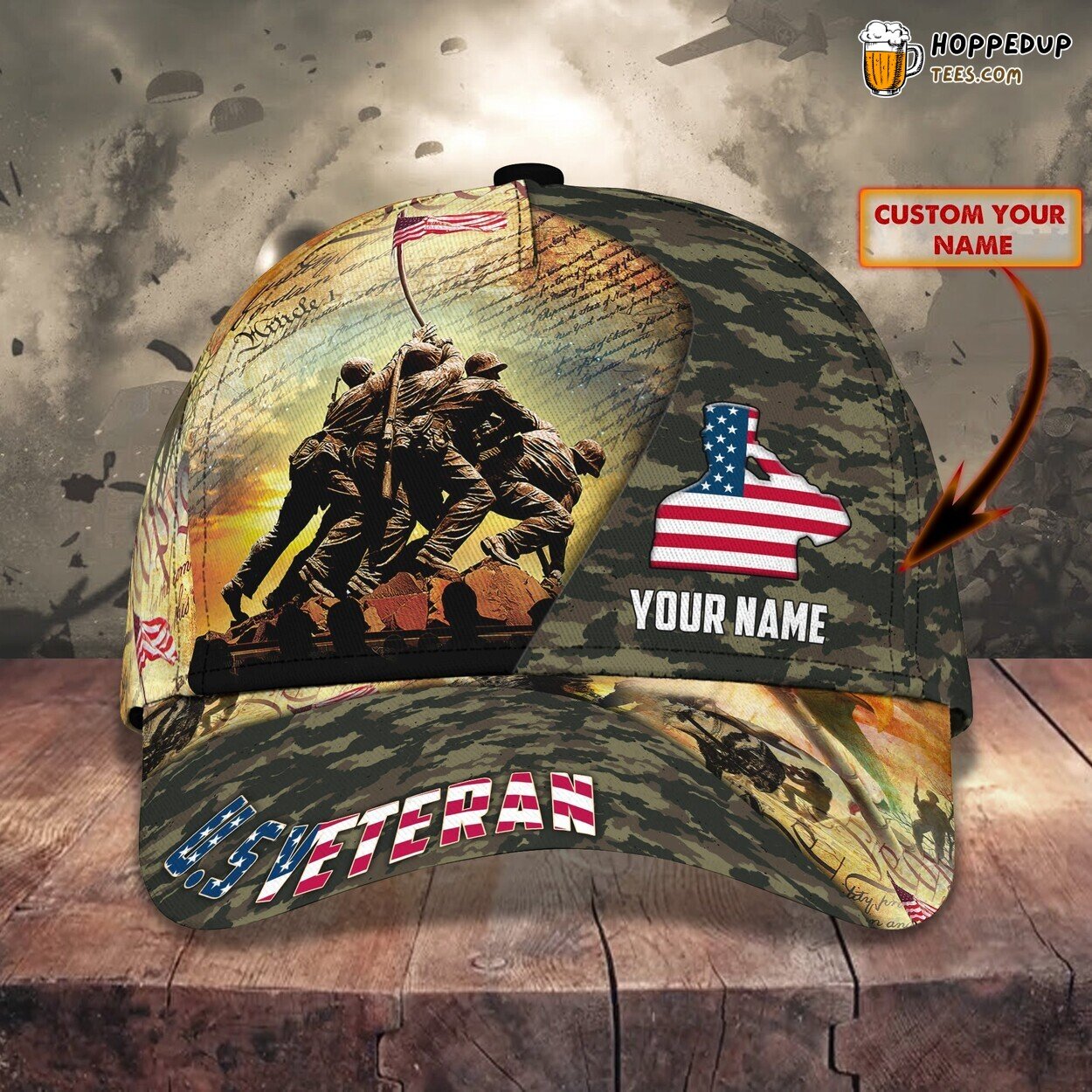 US Veteran’s Tribute 3D Classic Cap Personalized Unique Name Design