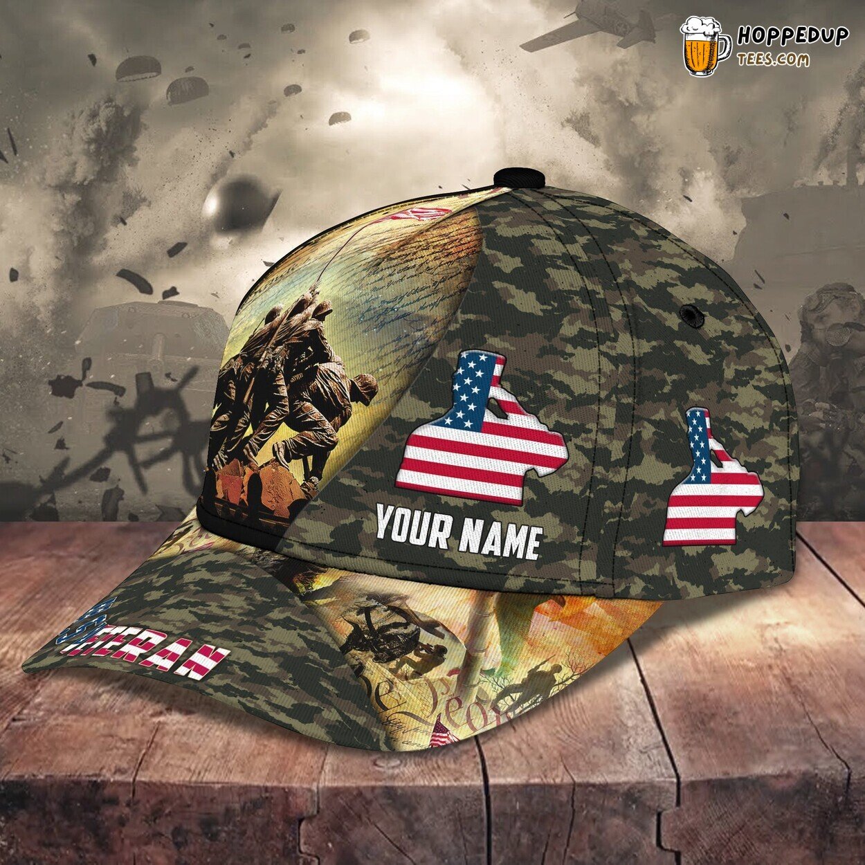 US Veteran’s Tribute 3D Classic Cap Personalized Unique Name Design