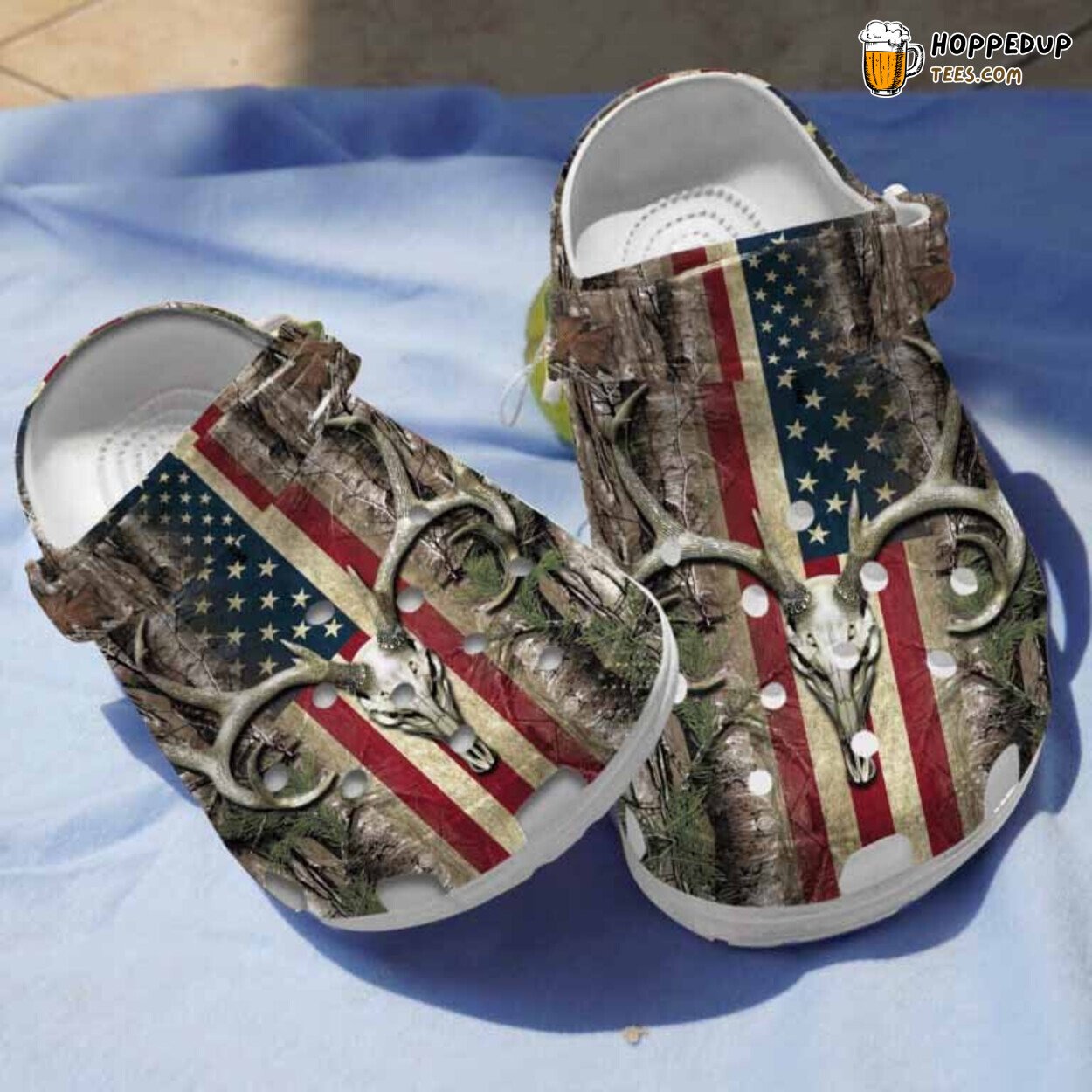 USA Deer Hunting Themed Clogs Shoes Independence Day Celebration