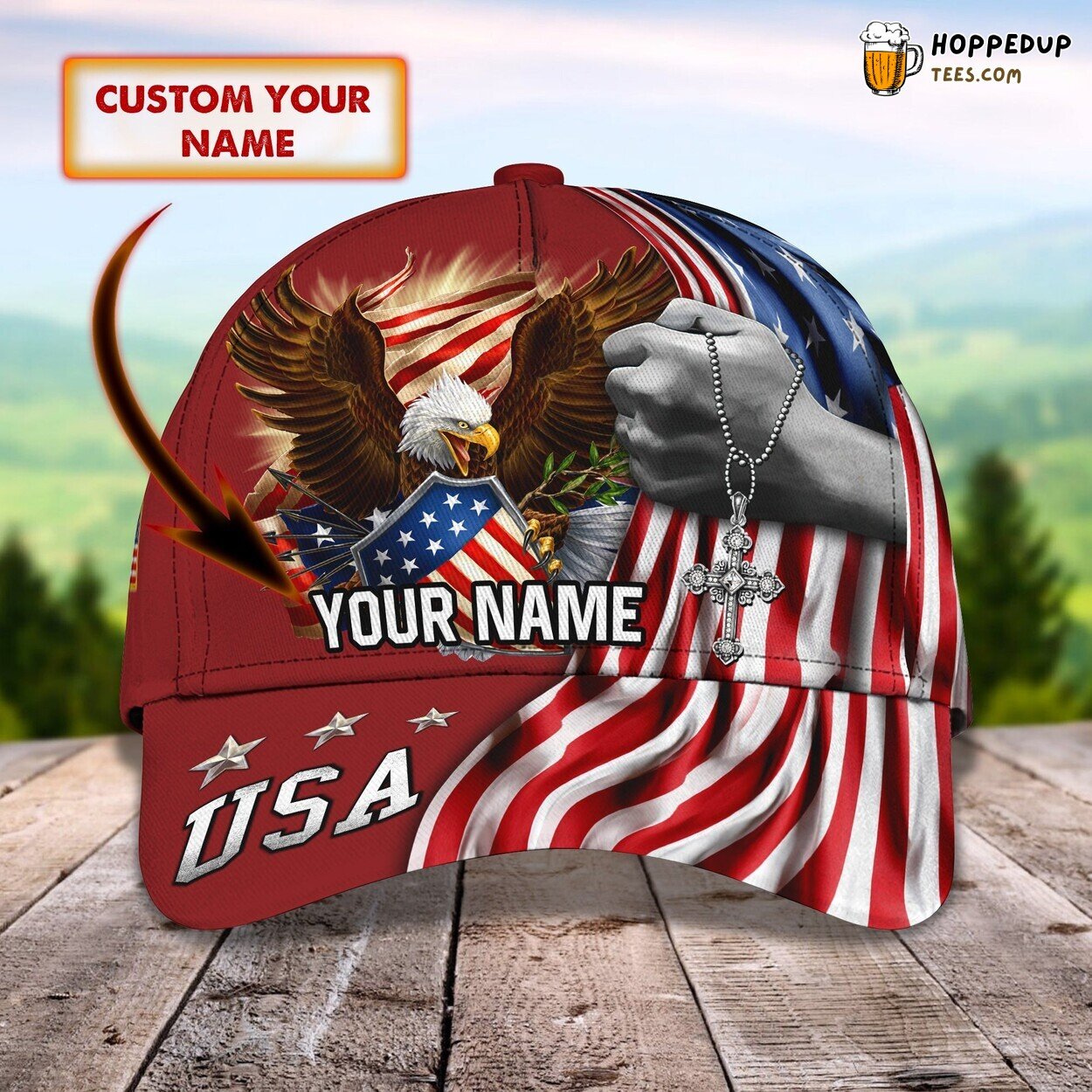 USA Eagle Classic 3D Cap Personalized Name Unique Premium Design Look