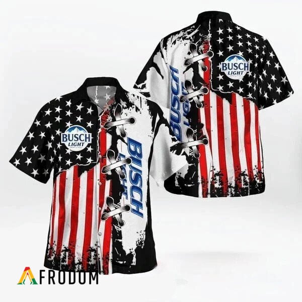 USA Flag Busch Light Button Shirt Classic HU