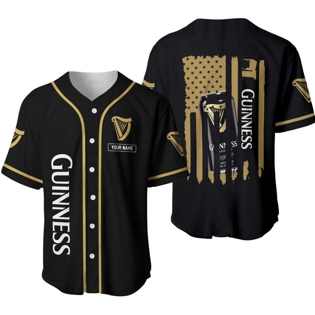 USA Flag Guinness Beer Themed Baseball Jersey HU