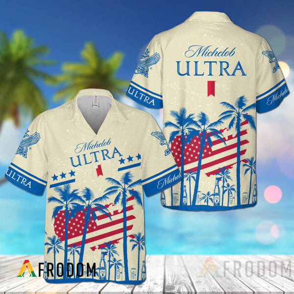 USA Flag Tropical Palm Tree Michelob Ultra Hawaii Shirt HU