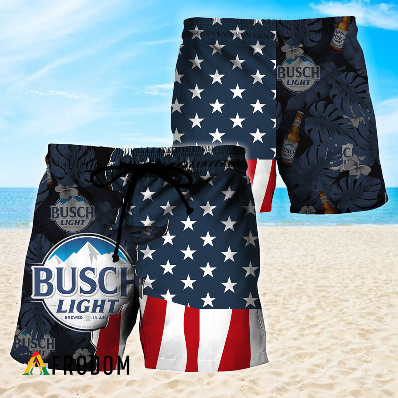 USA Tropical Flag Busch Light Hawaiian Shorts HU