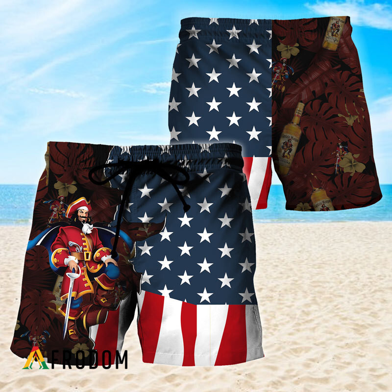 USA Tropical Flag Captain Morgan Hawaiian Shorts HU