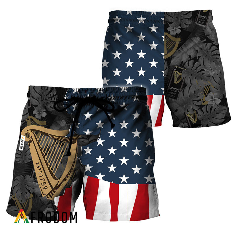 USA Tropical Flag Guinness Beer Hawaiian Shorts HU