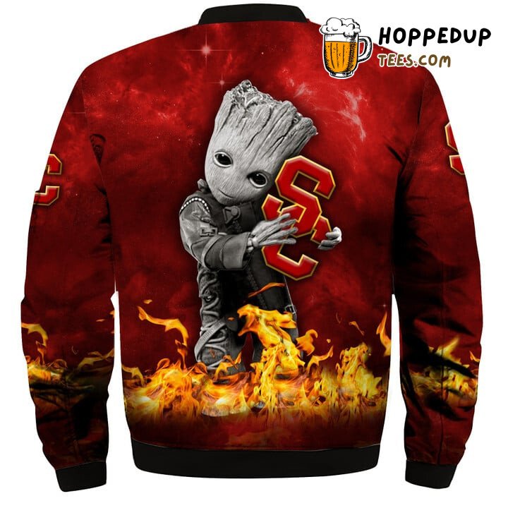 USC Trojans Baby Groot Inspired Fun NCAA Bomber Jacket Edition
