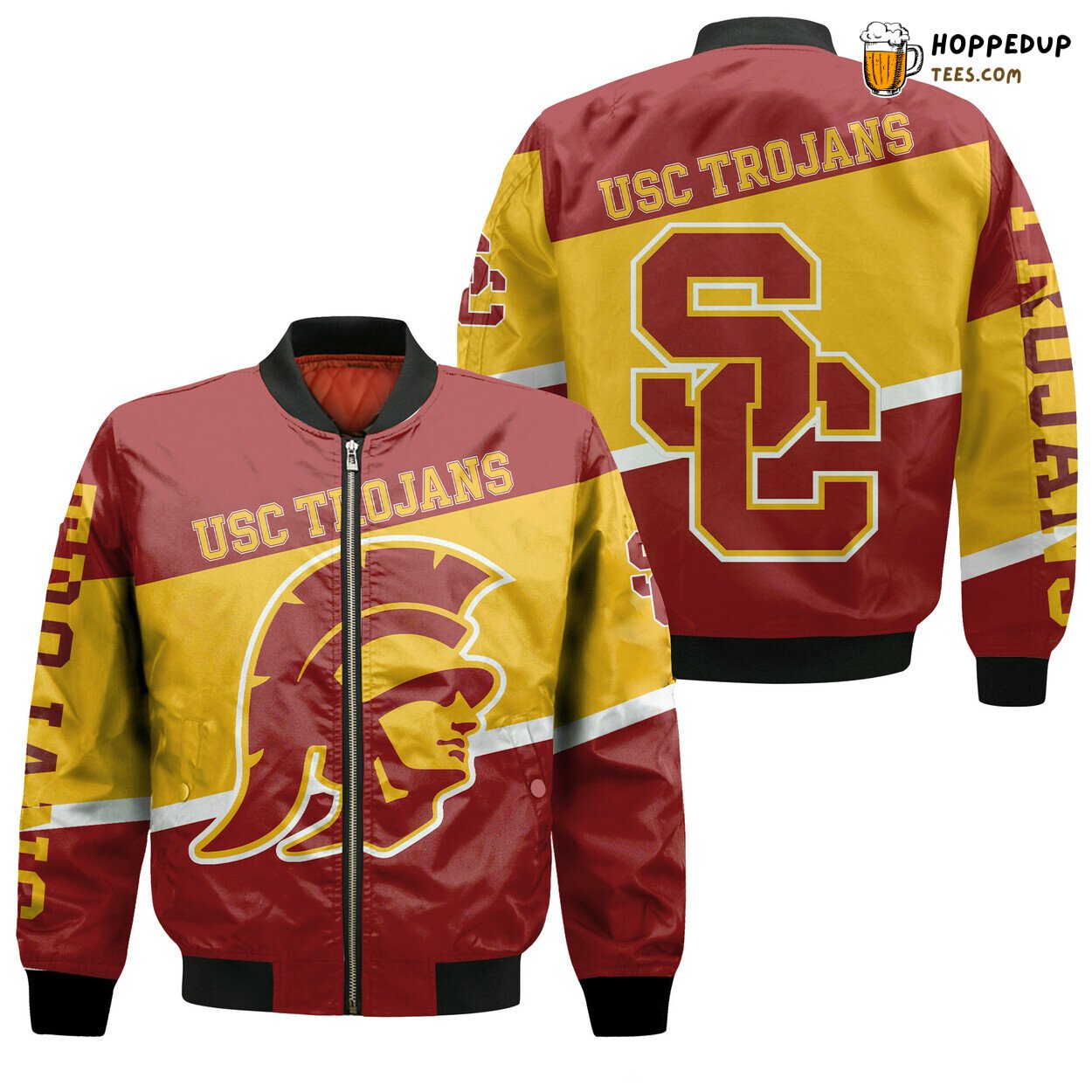 USC Trojans NCAA Cardinal Gold Bomber Jacket Premium Quality Wear
