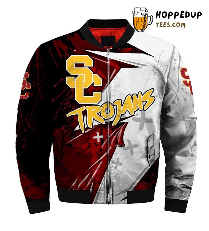 USC Trojans NCAA Cardinal White Bomber Jacket Timeless Sports Design USC Trojans NCAA Cardinal White Bomber Jacket Timeless Sports Design