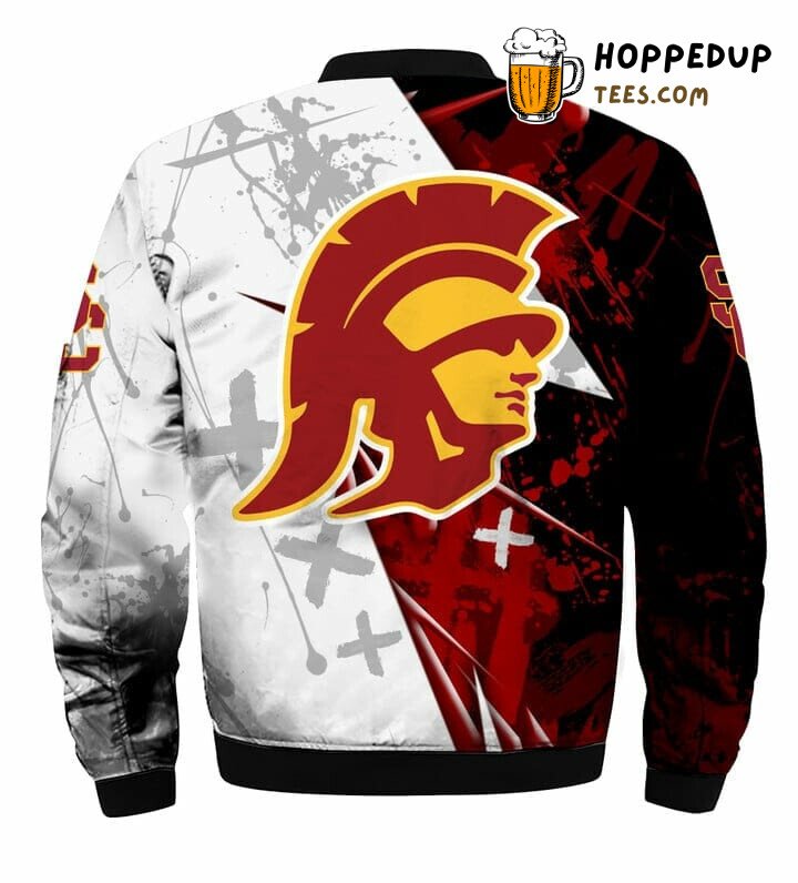 USC Trojans NCAA Cardinal White Bomber Jacket Timeless Sports Design