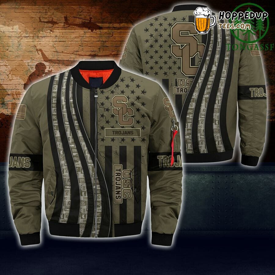 USC Trojans NCAA Tactical Camouflage Edition Bomber Jacket Trim