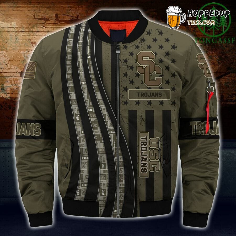 USC Trojans NCAA Tactical Camouflage Edition Bomber Jacket Trim