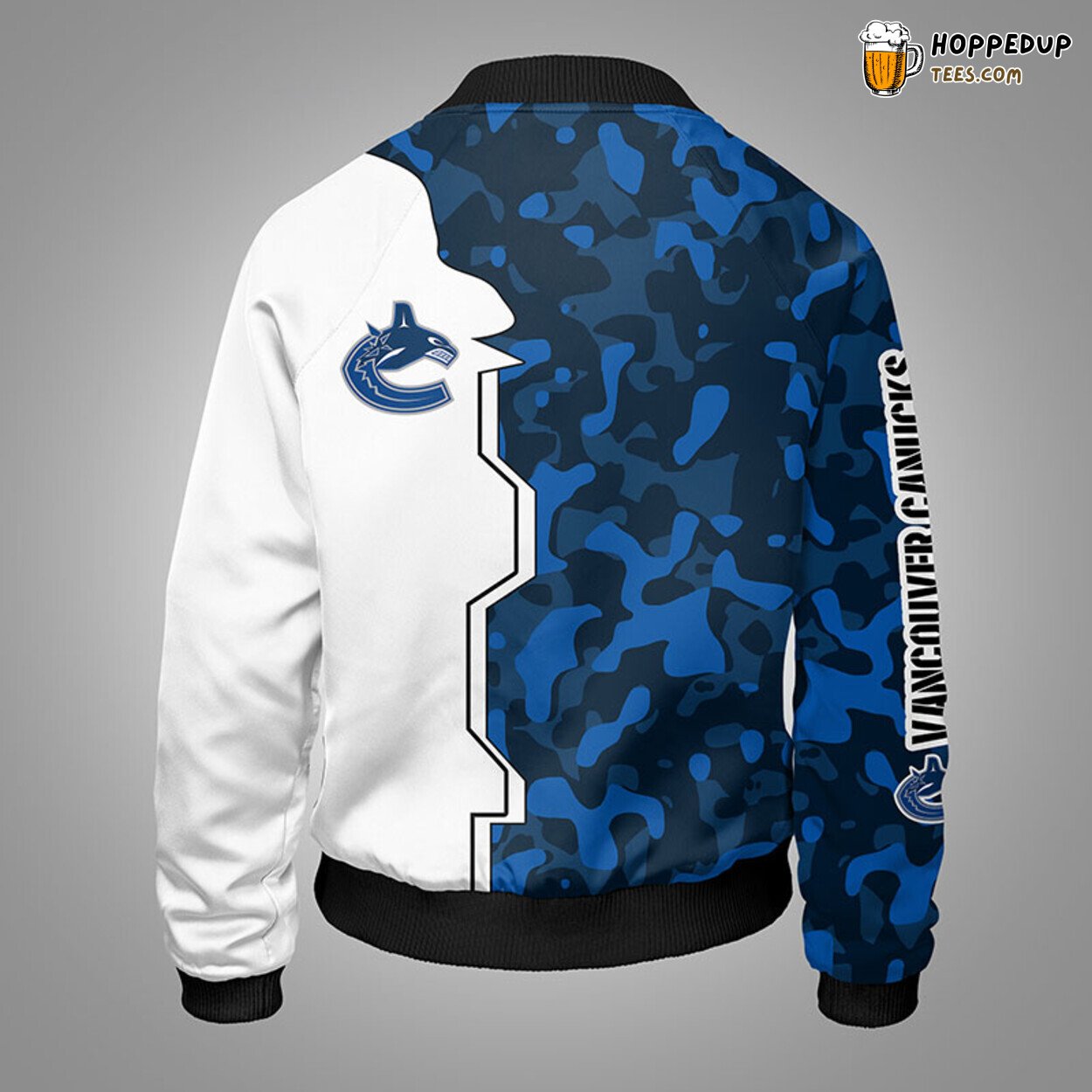 Vancouver Canucks NHL Camouflage Blue Bomber Jacket Stylish Design