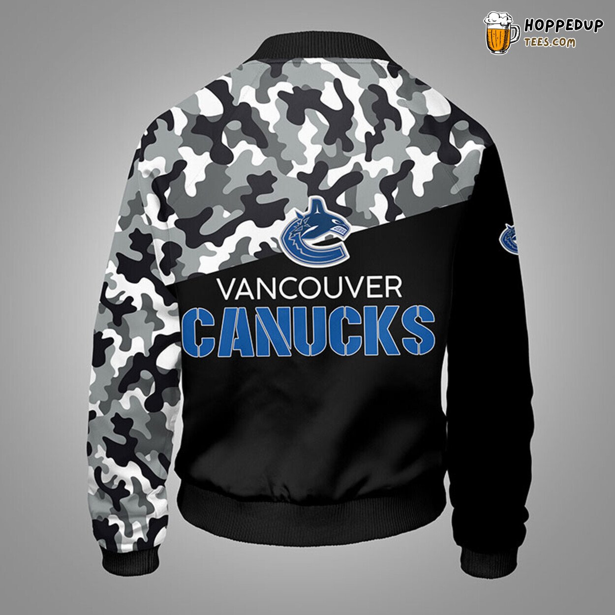 Vancouver Canucks NHL Camouflage Blue Unique Bomber Jacket Design Look