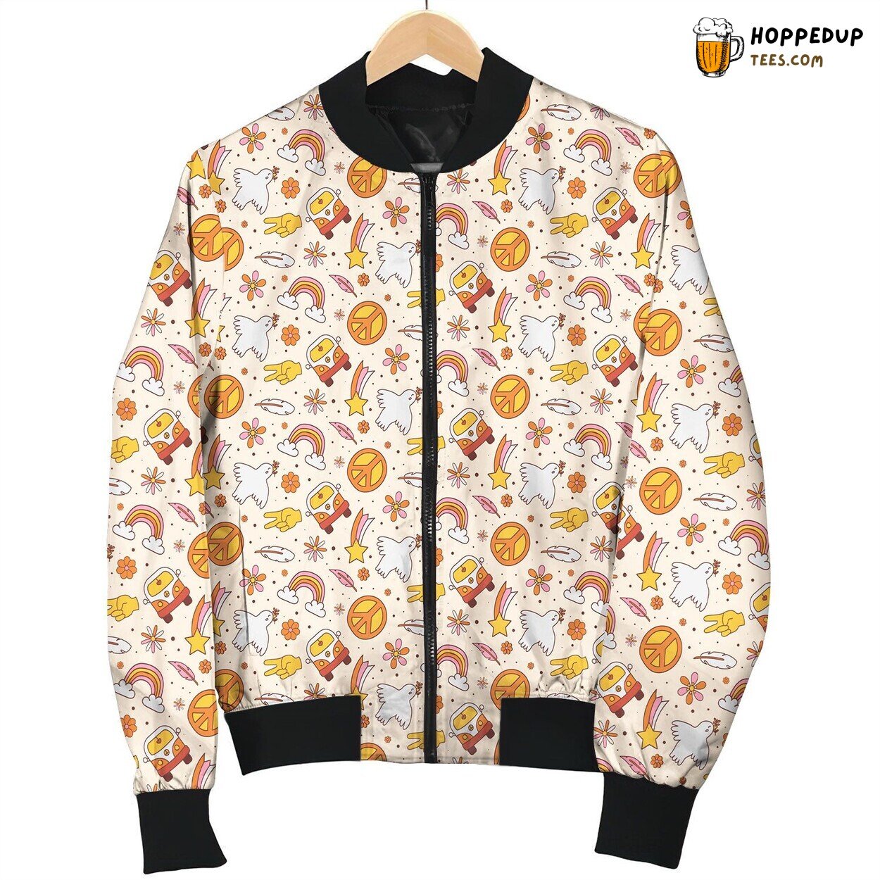 Various Symbols of Peace Things Winter Bomber Jacket Artistic Look