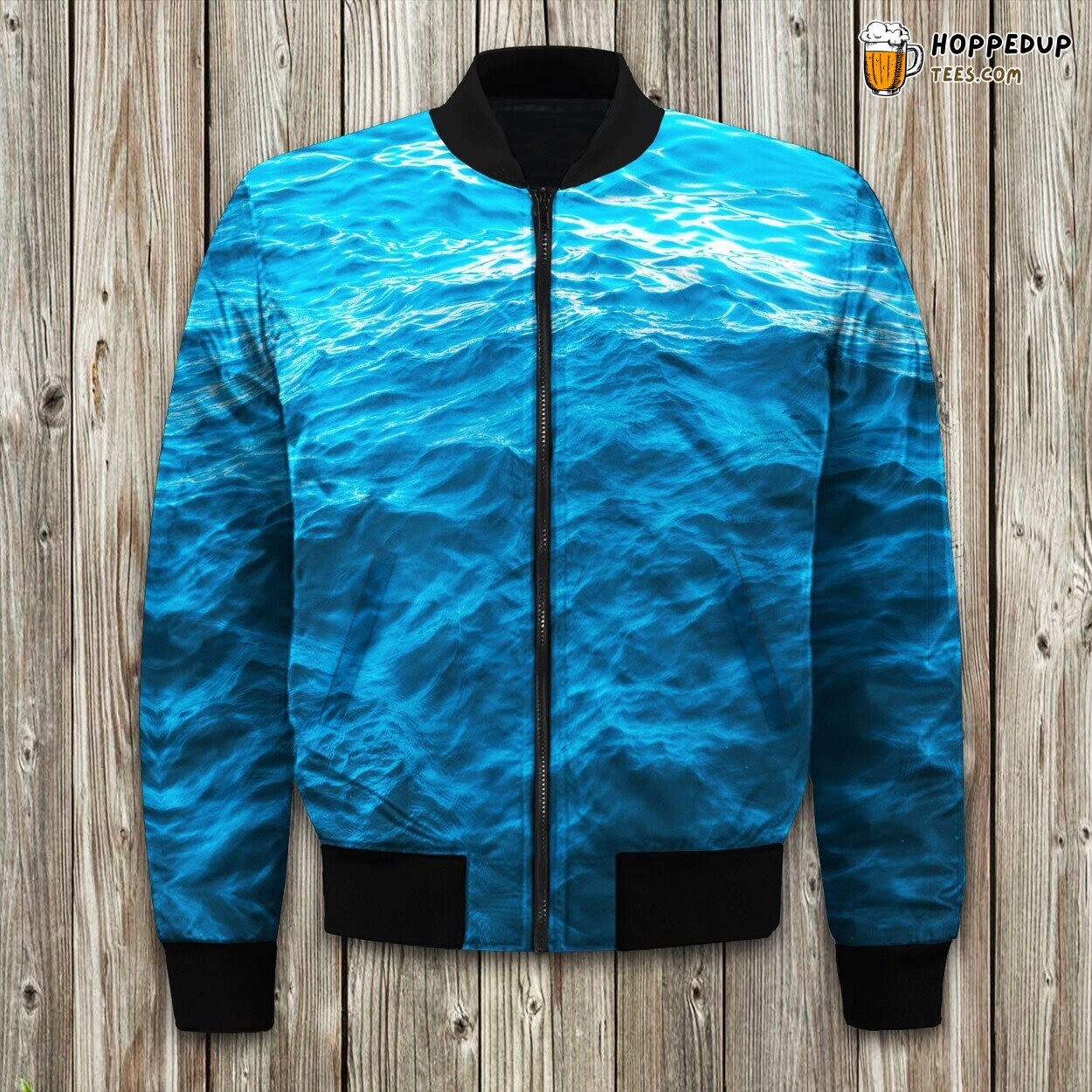 Vast Blue Ocean Essence Winter Bomber Jacket Tailored Unique Elegance Craft