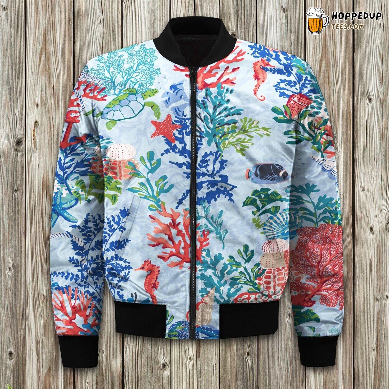 Vast Deep Ocean Print Winter Bomber Jacket Marine Beauty Fashion Elegance
