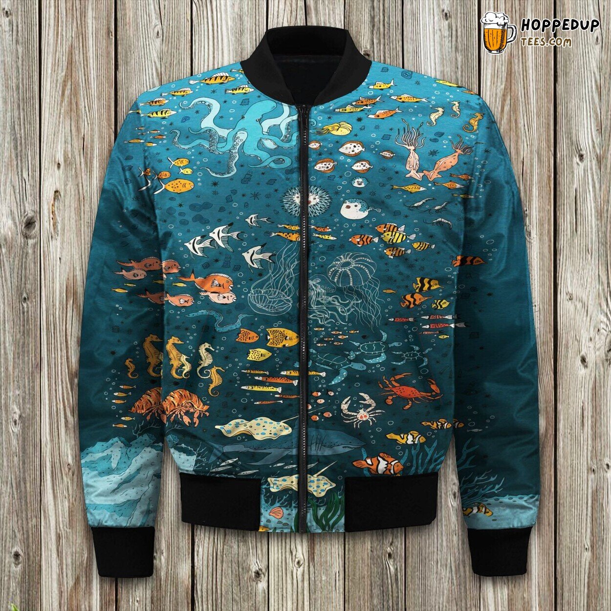 Vast Open Sea Design Winter Bomber Jacket Oceanic Beauty Fashion Touch