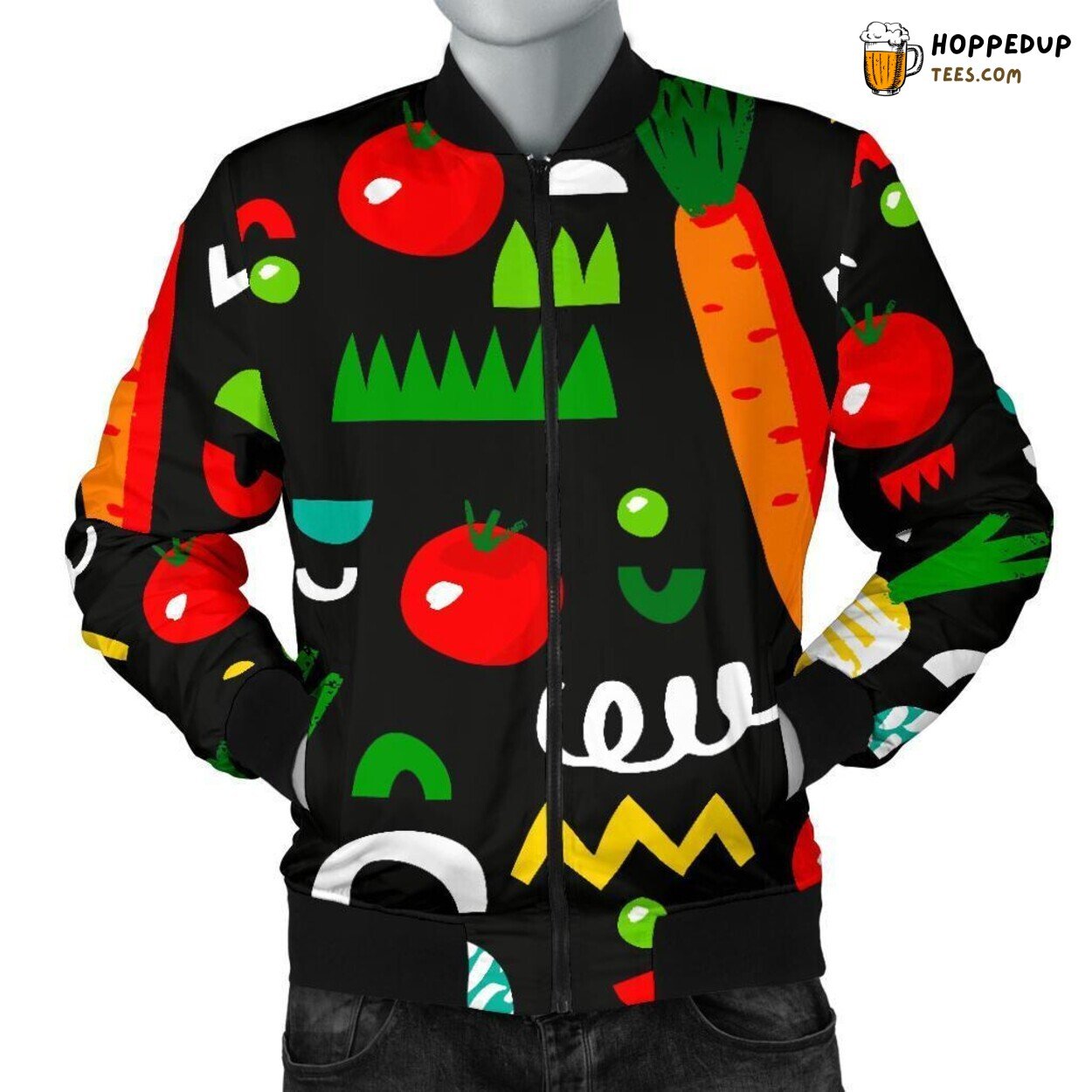 Vegan Lifestyle Ethical Choice Men’s Bomber Jacket Unique Pattern Display