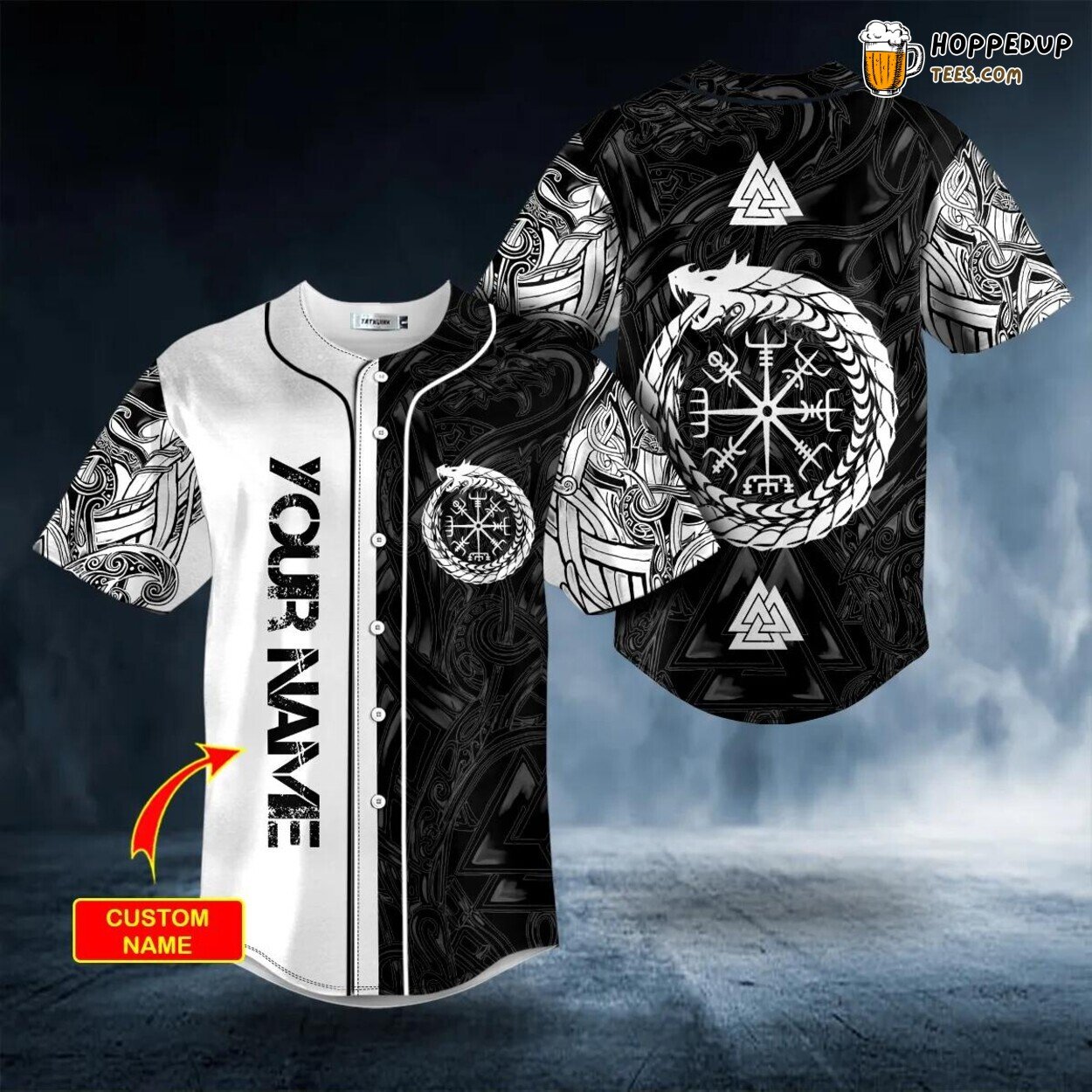 Vegvisir Jormungandr Norse Mythology Dragon Baseball Jersey Graphic Tees 3D Vegvisir Jormungandr Norse Mythology Dragon Baseball Jersey Graphic Tees 3D